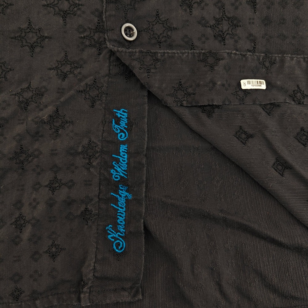 Robert Graham Button Shirt Mens 4XL Black Geometric Embroidered Floral Cuffs - Picture 10 of 14